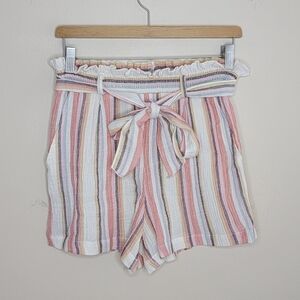 NWOT Evereve Roan & Ryan | Beau Striped Tie Waist Shorts Pastel